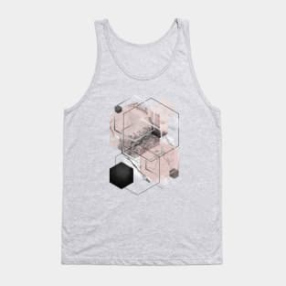 Geometric Hexagons in Blush Pink and Grey Tank Top